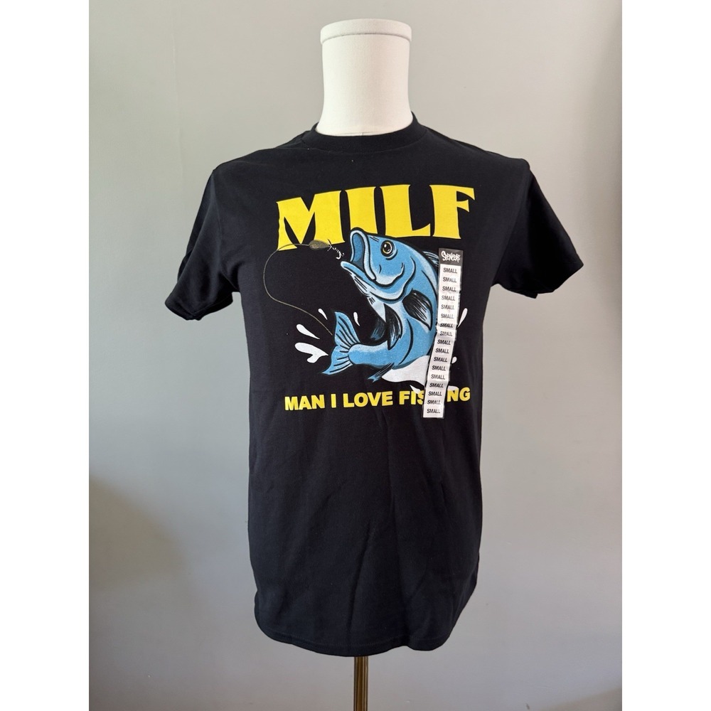 Spencer's Printed MILF T-shirt Man I Love Fishing gift Fish Fisherman Blue Bass